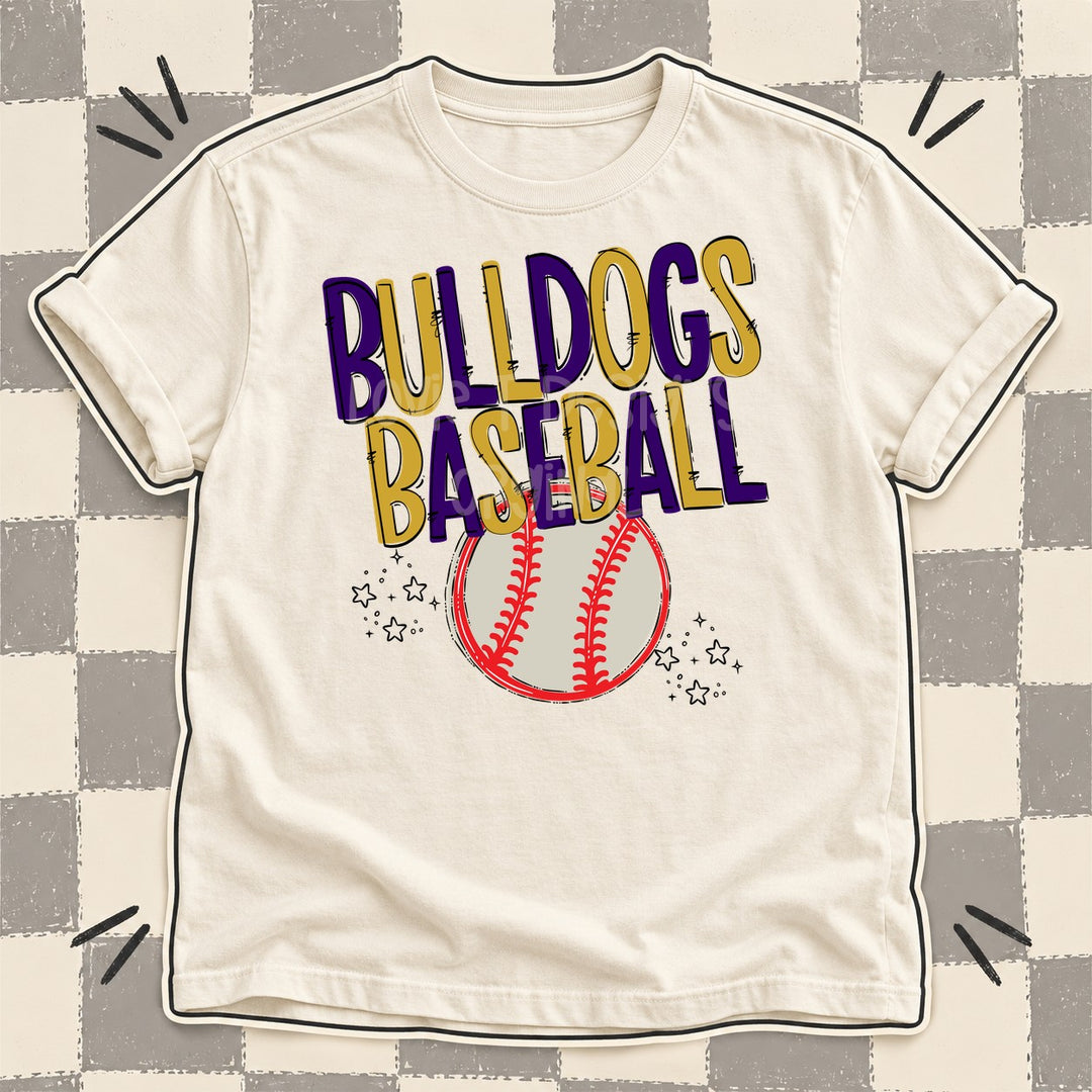 Bulldogs Purple Vegas Gold Team Go Baseball Mascots DTF transfer mockup