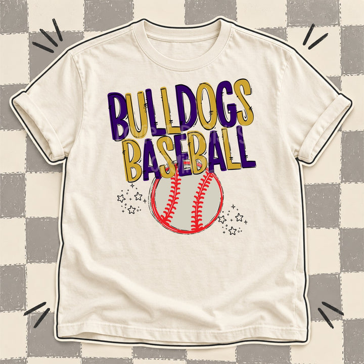 Bulldogs Purple Vegas Gold Team Go Baseball Mascots DTF transfer mockup