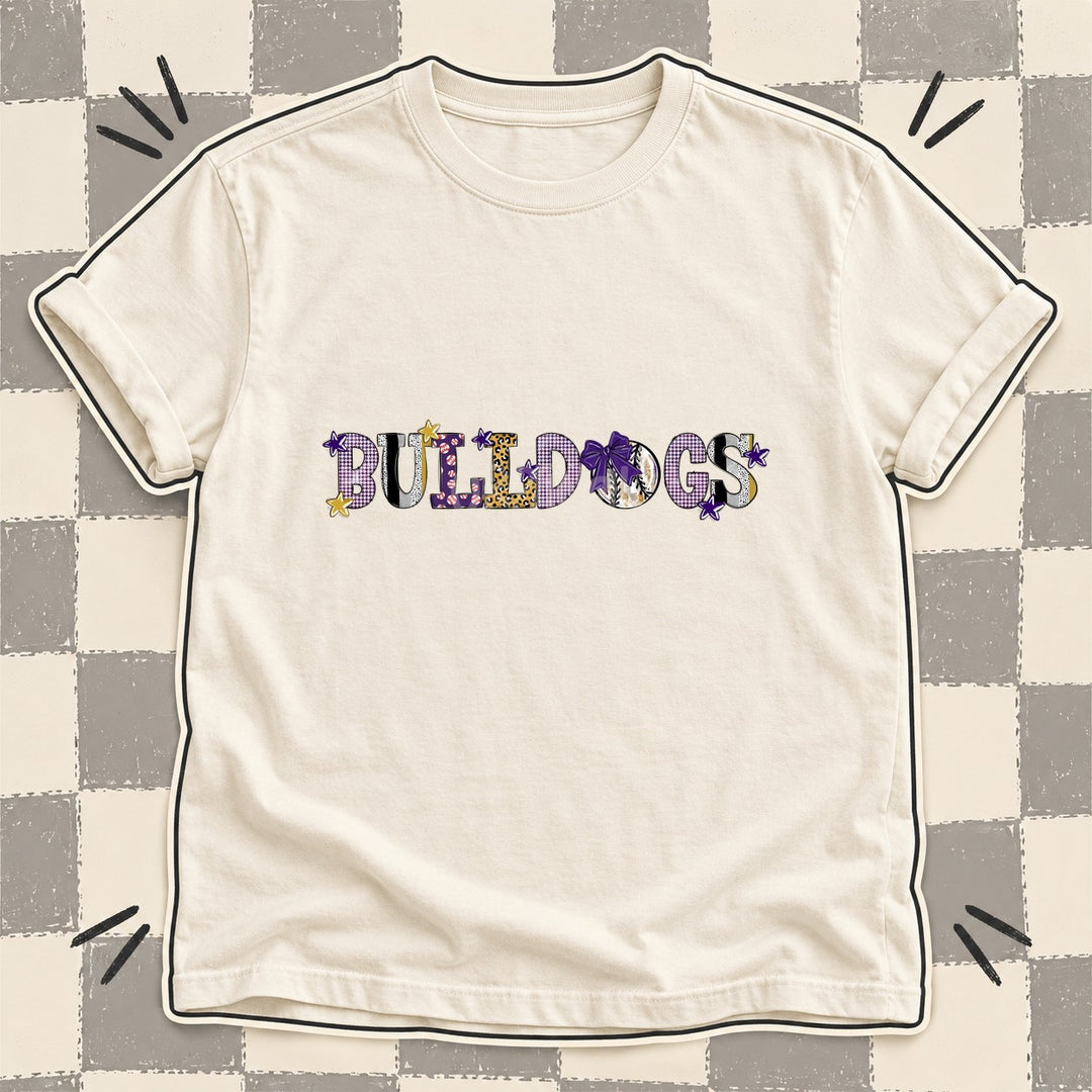 Bulldogs Purple Vegas Gold Mixed Doodle Baseball Mascots – Mascot Colors DTF transfer mockup
