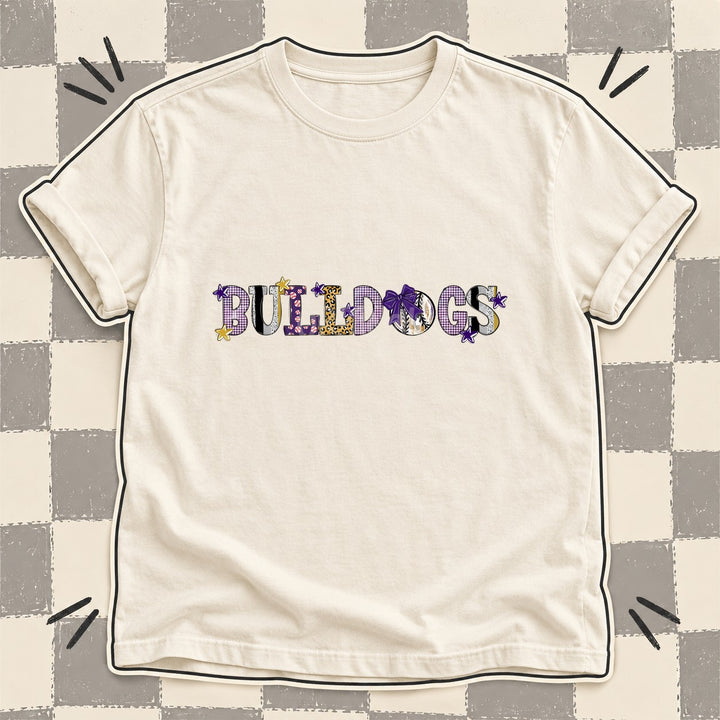 Bulldogs Purple Vegas Gold Mixed Doodle Baseball Mascots – Mascot Colors DTF transfer mockup