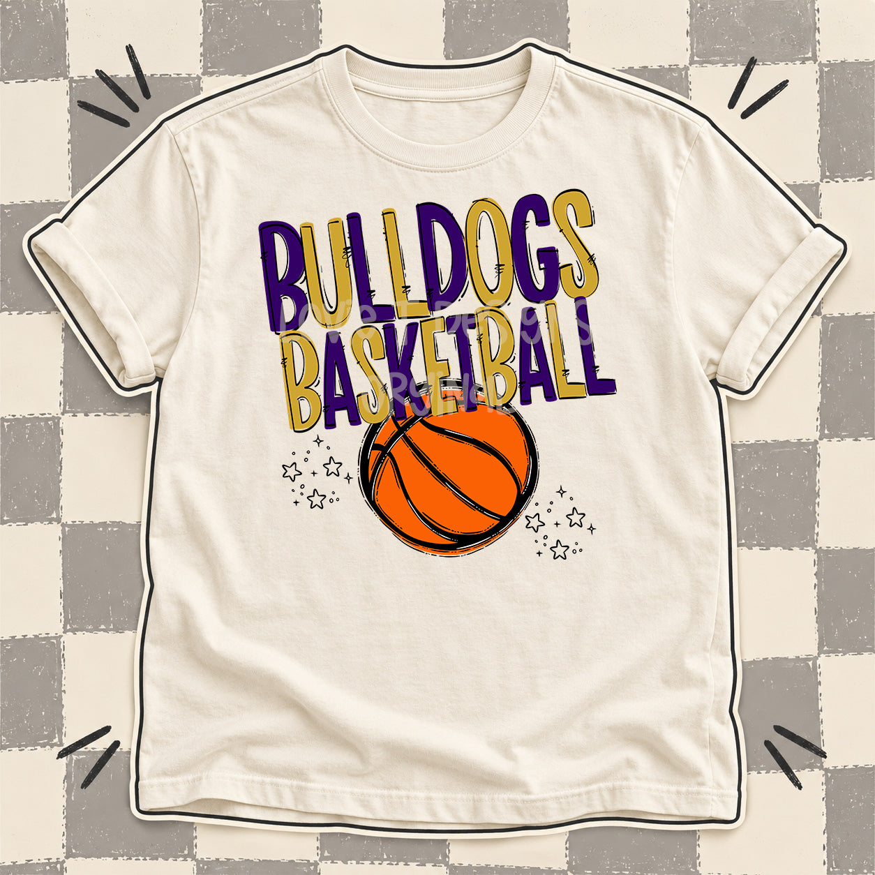 Team Go Basketball Mascots Bulldogs Purple Vegas Gold design