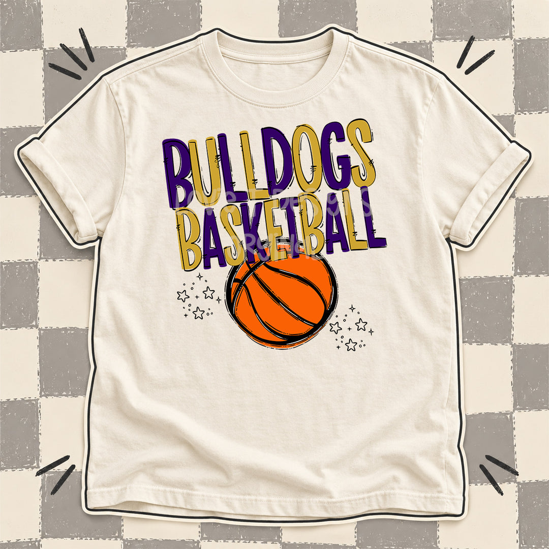 Bulldogs Purple Vegas Gold Team Go Basketball Mascots DTF transfer