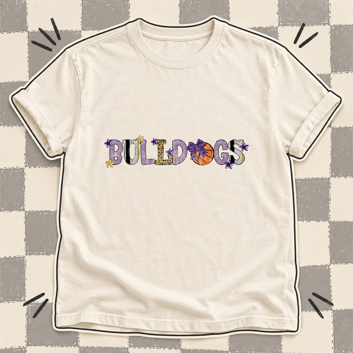 Bulldogs Purple Vegas Gold Mixed Doodle Basketball Mascots – Mascot Colors DTF transfer mockup