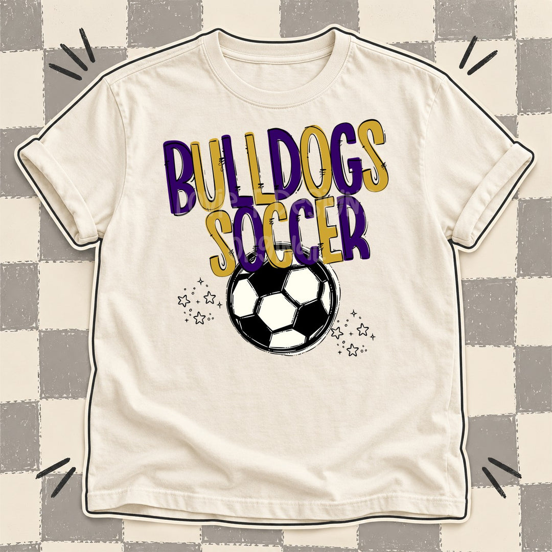 Bulldogs Purple Vegas Gold Team Go Soccer Mascots DTF transfer mockup