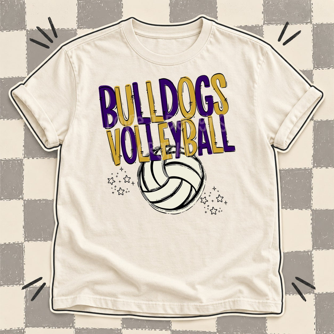 Bulldogs Purple Vegas Gold Team Go Volleyball Mascots DTF transfer mockup