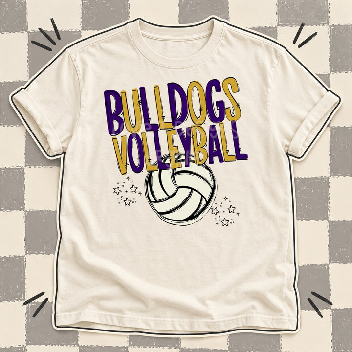 Bulldogs Purple Vegas Gold Team Go Volleyball Mascots DTF transfer mockup