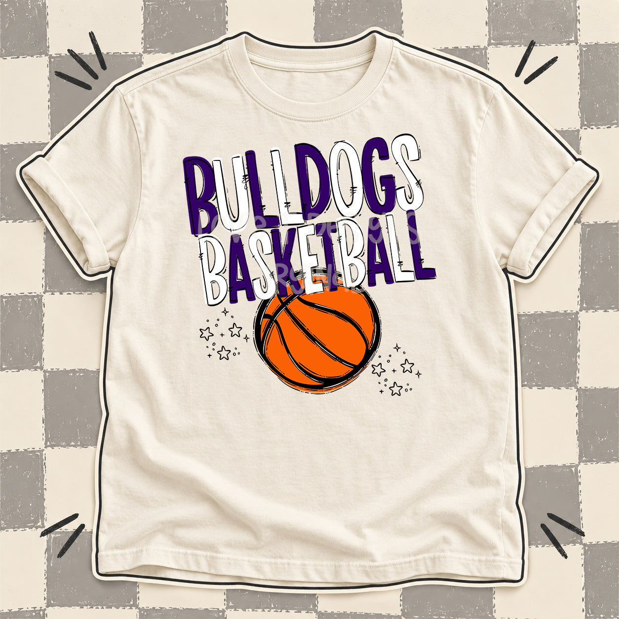 Team Go Basketball Mascots Bulldogs Purple White design