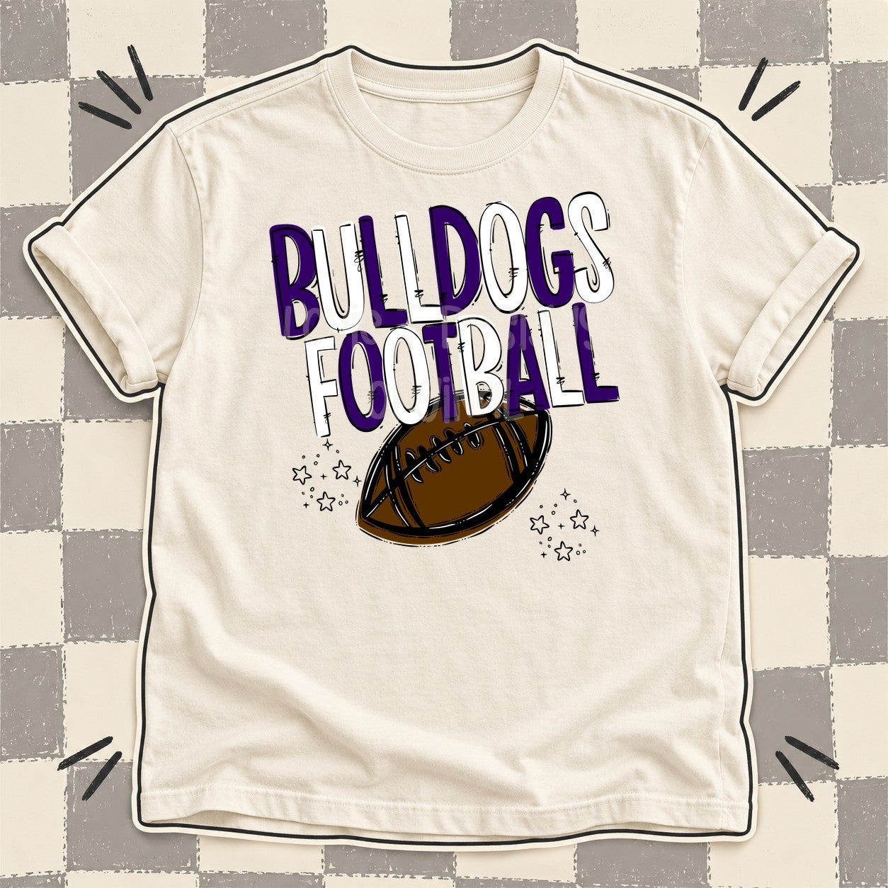 Team Go Football Mascots Bulldogs Purple White design