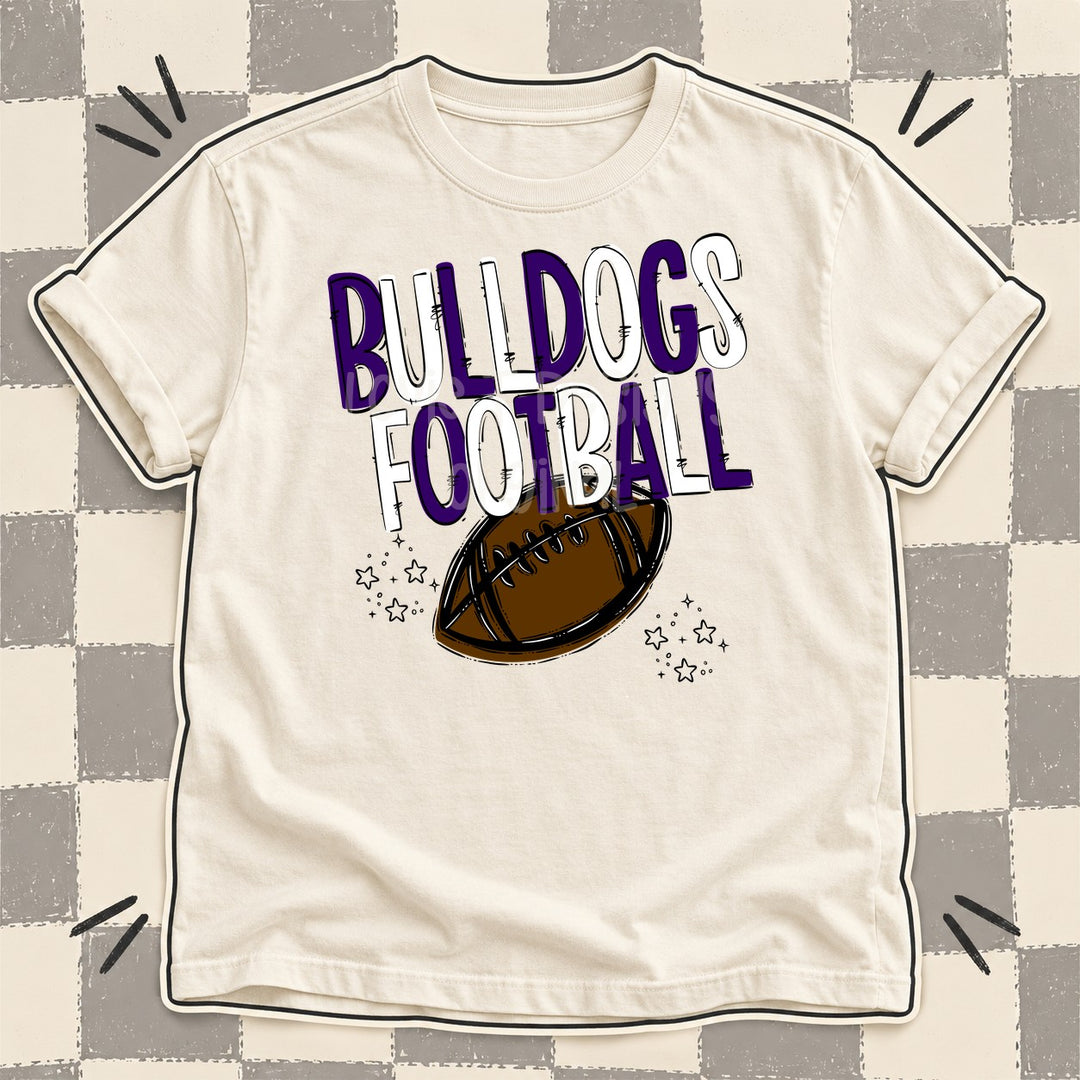 Bulldogs Purple White Team Go Football Mascots DTF transfer mockup