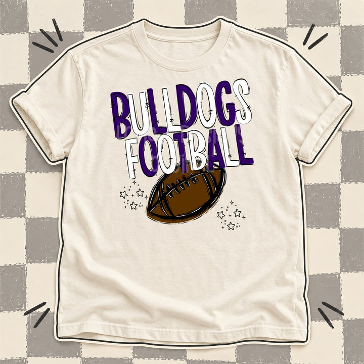 Bulldogs Purple White Team Go Football Mascots DTF transfer mockup
