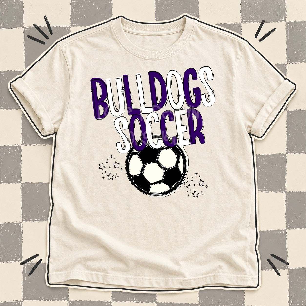 Team Go Soccer Mascots Bulldogs Purple White design