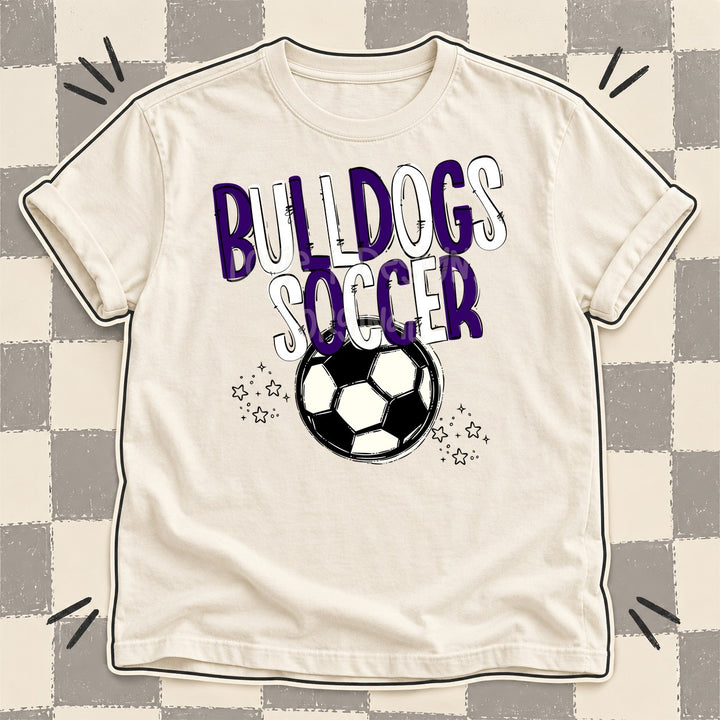 Bulldogs Purple White Team Go Soccer Mascots DTF transfer mockup