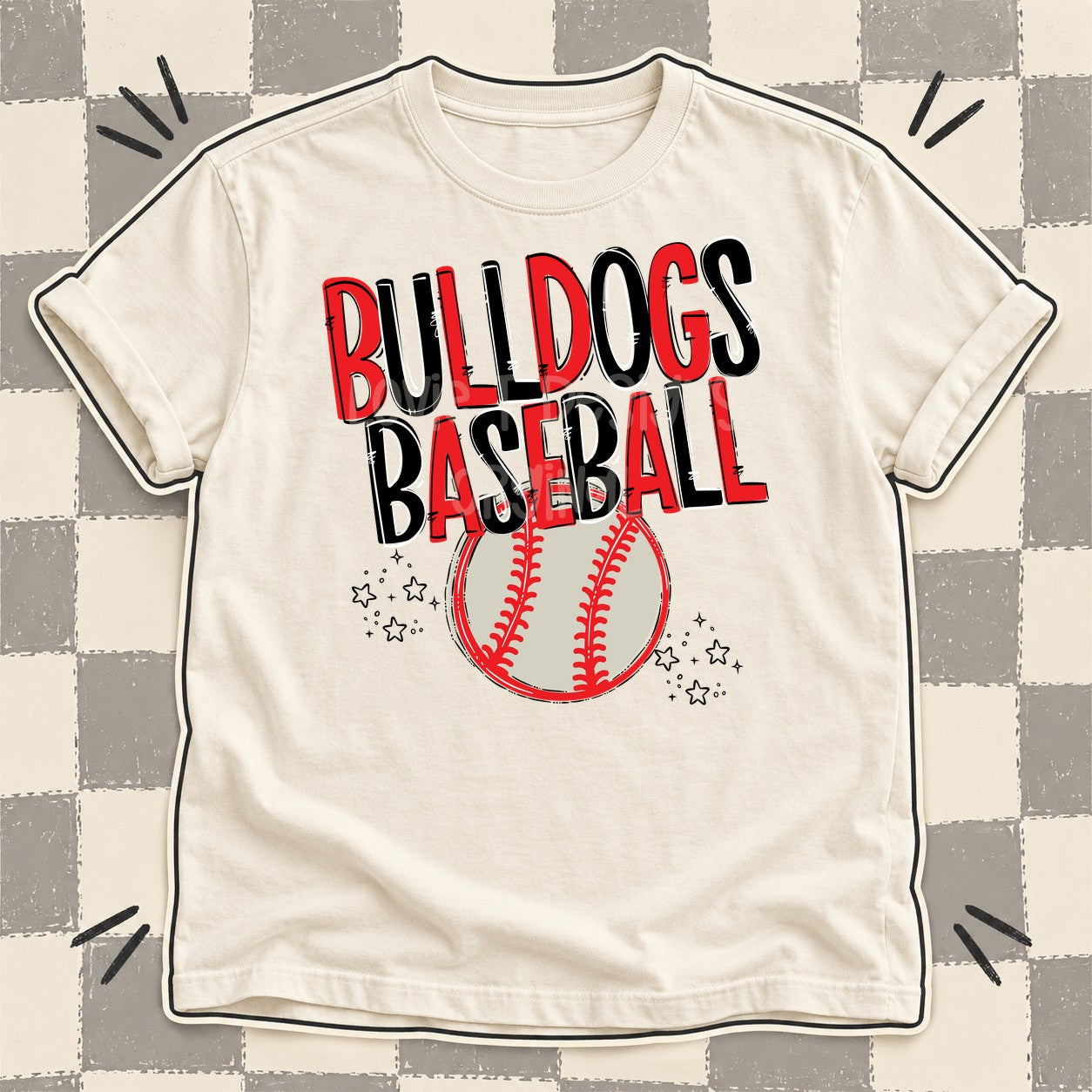 Team Go Baseball Mascots Bulldogs Red Black design
