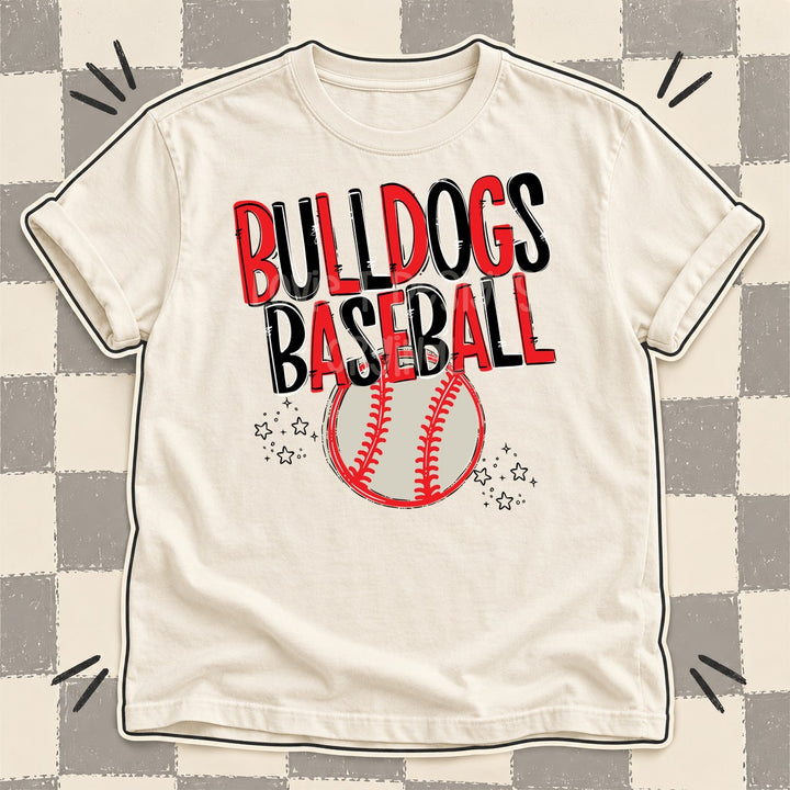 Bulldogs Red Black Team Go Baseball Mascots DTF transfer mockup