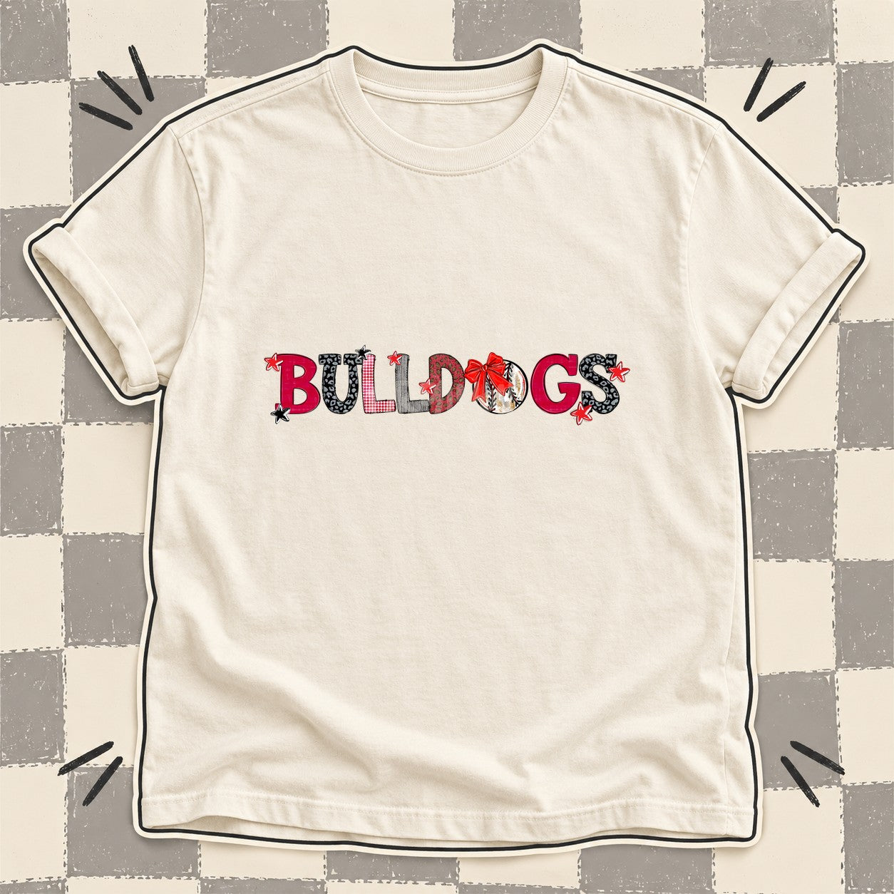 Mixed Doodle Baseball Mascots – Mascot Colors Bulldogs Red Black design