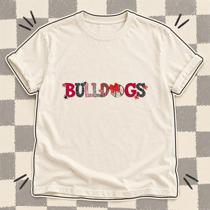 Bulldogs Red Black Mixed Doodle Baseball Mascots – Mascot Colors DTF transfer mockup
