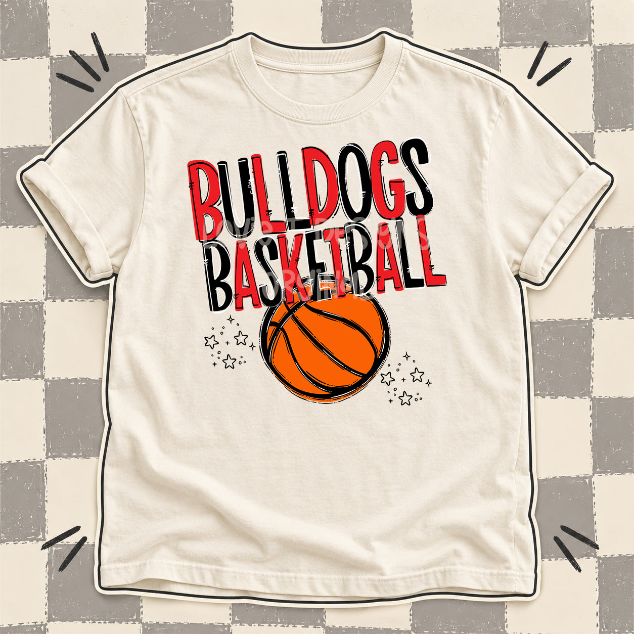 Team Go Basketball Mascots Bulldogs Red Black design