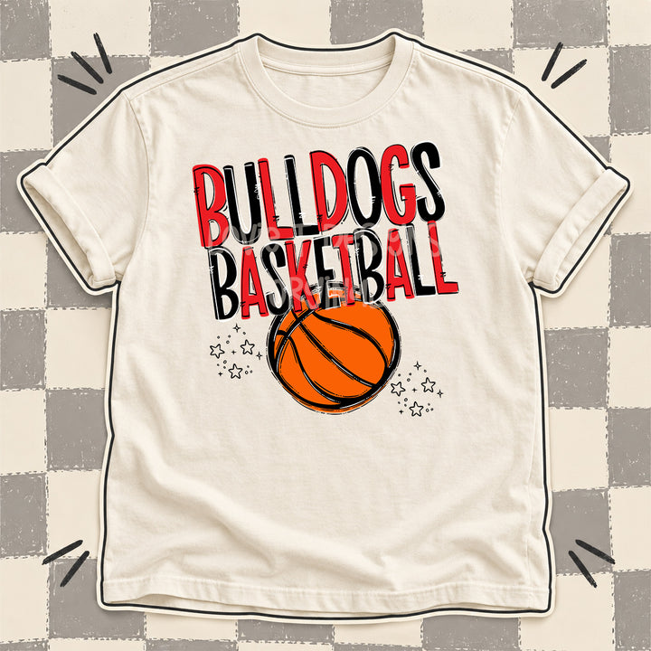 Bulldogs Red Black Team Go Basketball Mascots DTF transfer