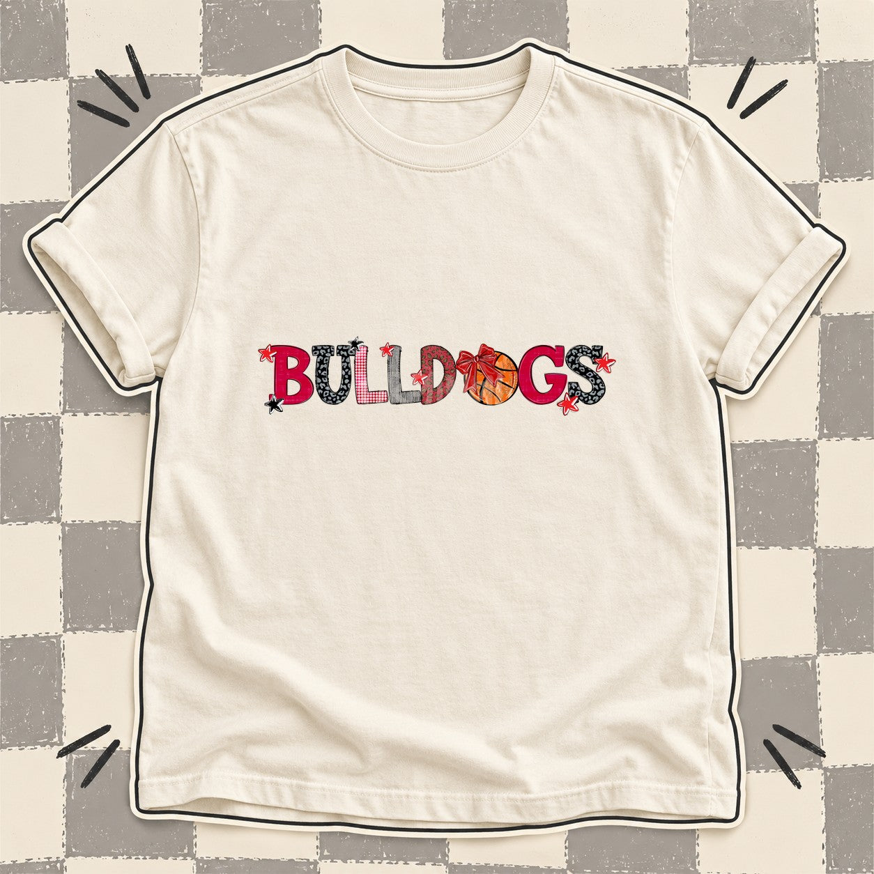 Mixed Doodle Basketball Mascots – Mascot Colors Bulldogs Red Black design