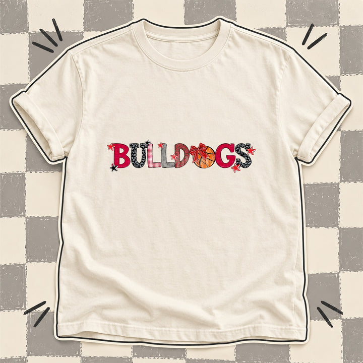 Bulldogs Red Black Mixed Doodle Basketball Mascots – Mascot Colors DTF transfer mockup