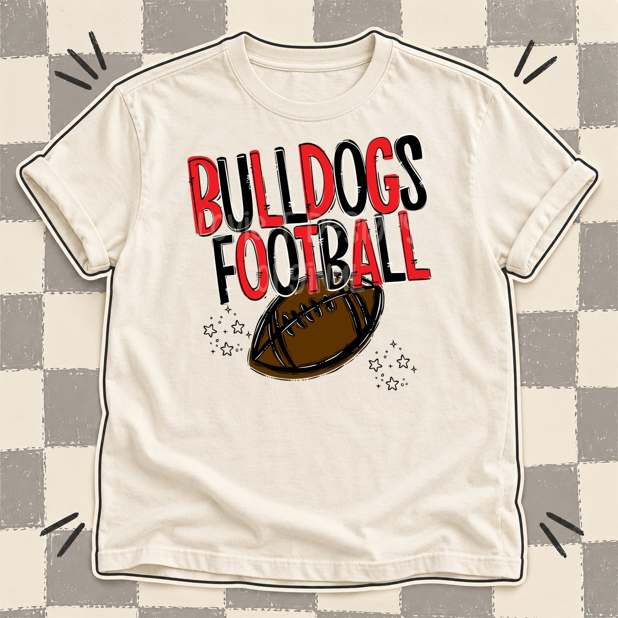 Team Go Football Mascots Bulldogs Red Black design