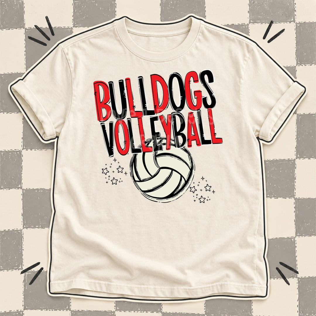 Bulldogs Red Black Team Go Volleyball Mascots DTF transfer mockup