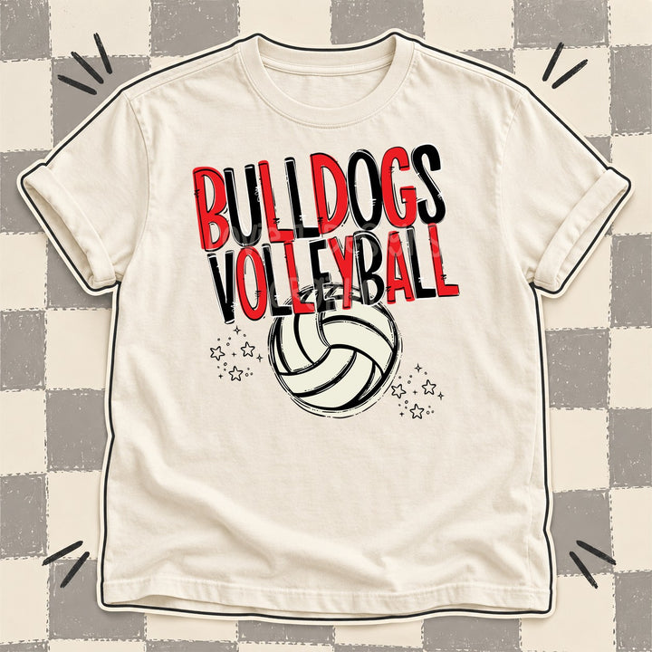 Bulldogs Red Black Team Go Volleyball Mascots DTF transfer mockup