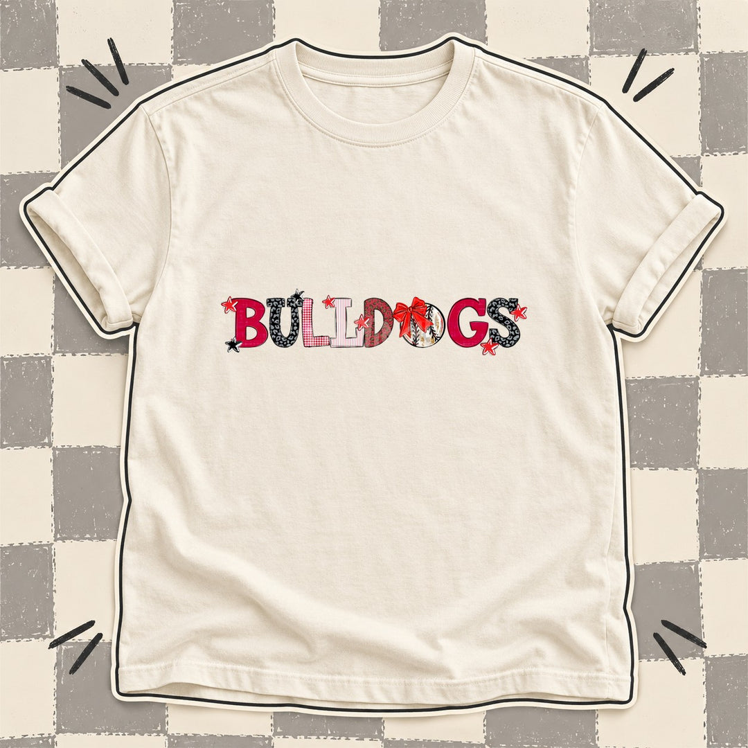 Bulldogs Red Black White Mixed Doodle Baseball Mascots – Mascot Colors DTF transfer mockup