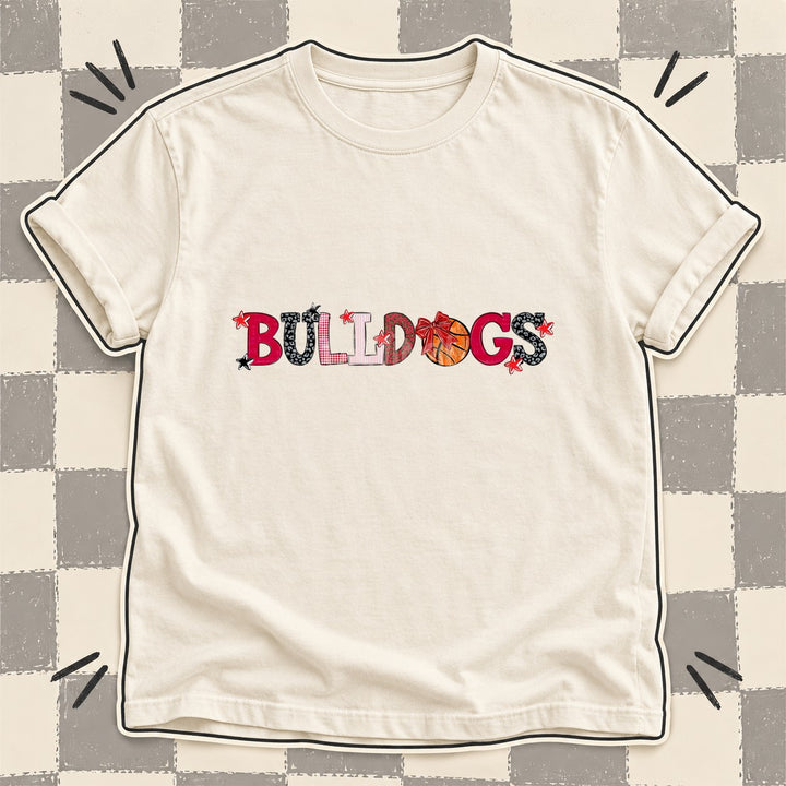Bulldogs Red Black White Mixed Doodle Basketball Mascots – Mascot Colors DTF transfer mockup