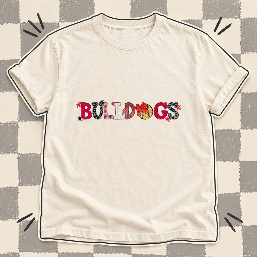 Bulldogs Red Black White Mixed Doodle Softball Mascots – Mascot Colors DTF transfer mockup