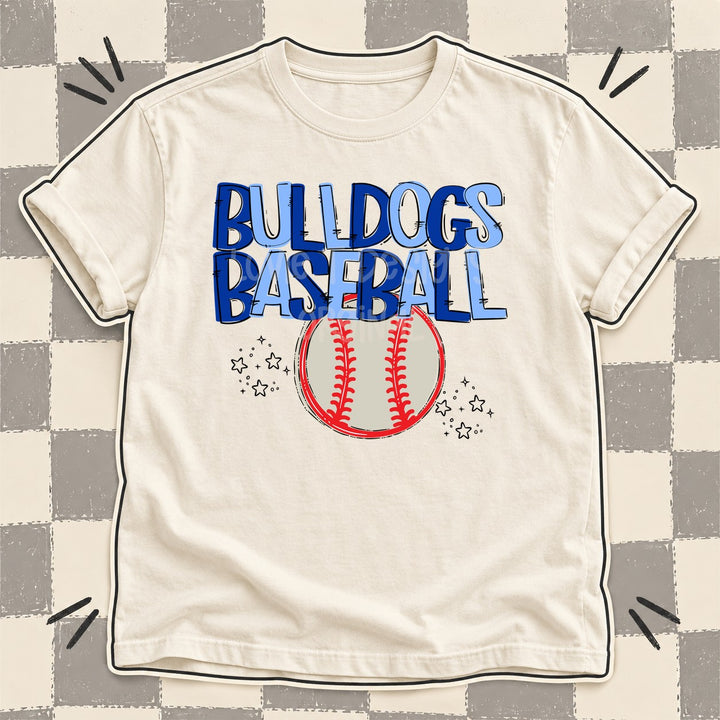 Bulldogs Royal Blue Columbia Blue Team Go Baseball Mascots DTF transfer mockup