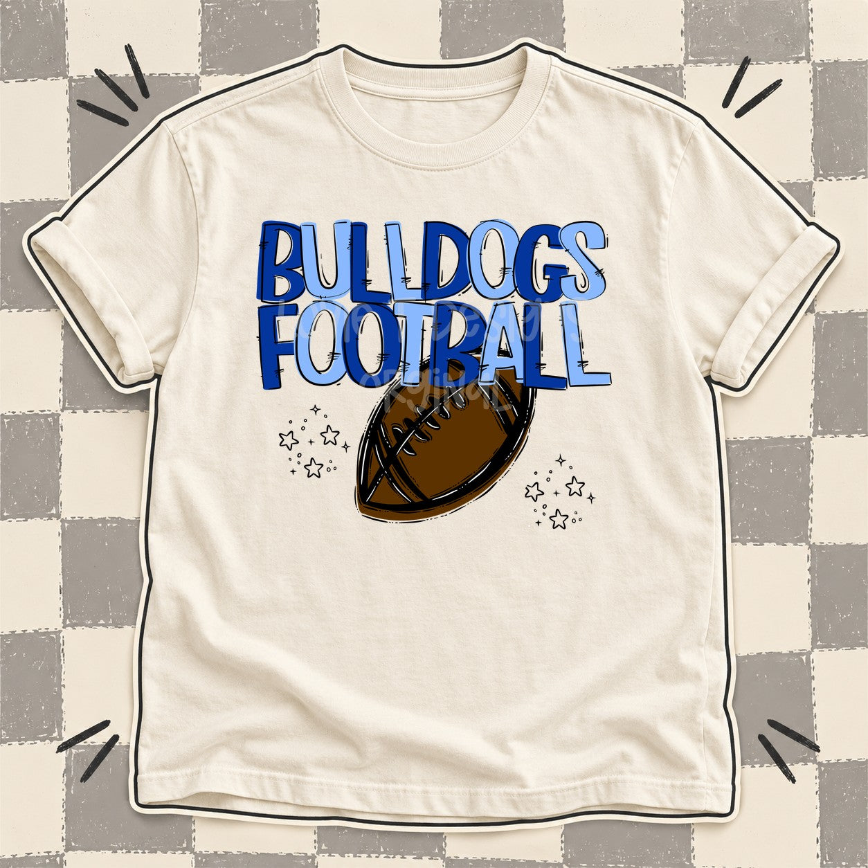 Team Go Football Mascots Bulldogs Royal Blue Columbia Blue design