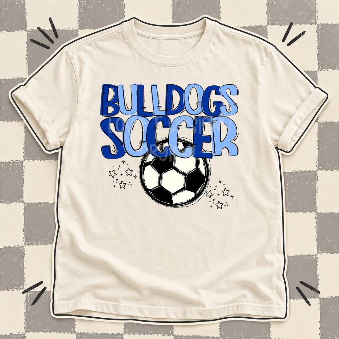 Bulldogs Royal Blue Columbia Blue Team Go Soccer Mascots DTF transfer mockup