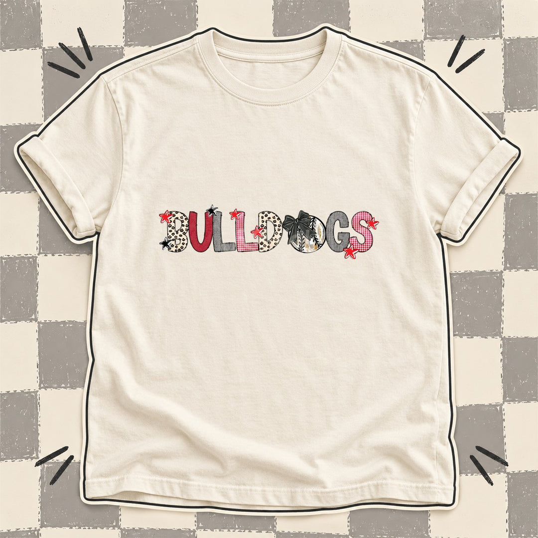 Bulldogs Mixed Doodle Baseball Mascots – Stitched Ballpark DTF transfer mockup