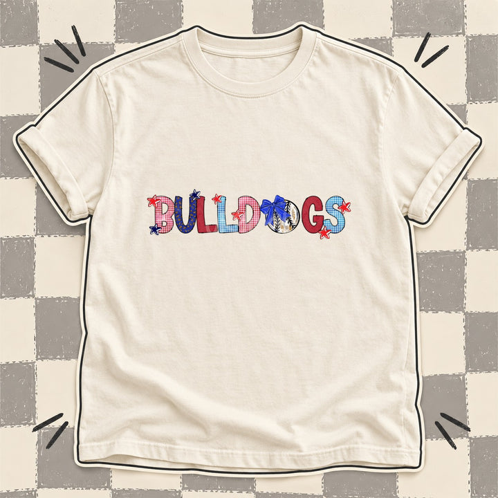 Bulldogs Mixed Doodle Baseball Mascots – Red and Royal DTF transfer mockup