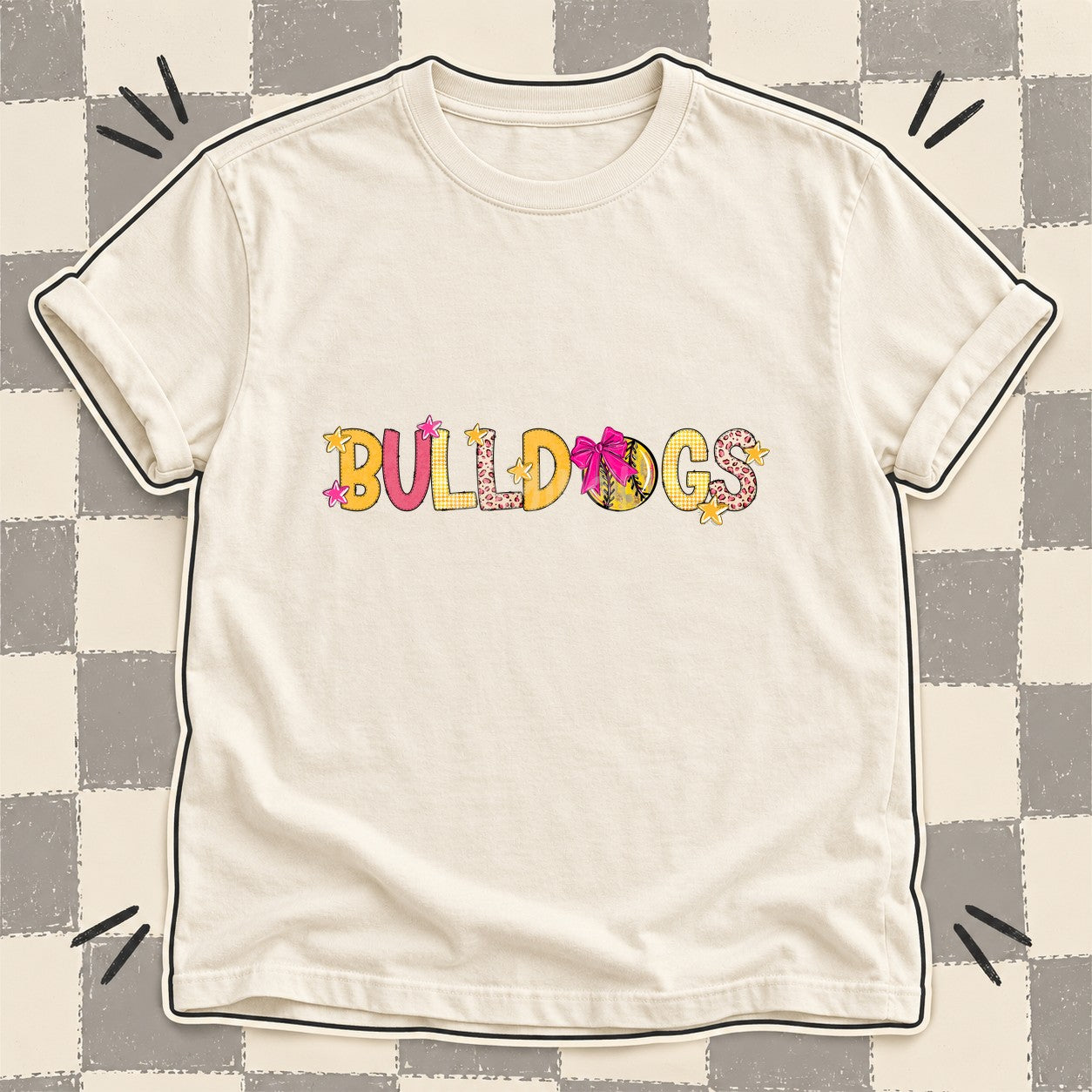 Mixed Doodle Softball Mascots – Stitched Softball Bulldogs design