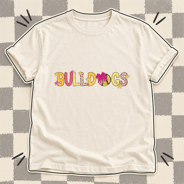 Bulldogs Mixed Doodle Softball Mascots – Stitched Softball DTF transfer mockup