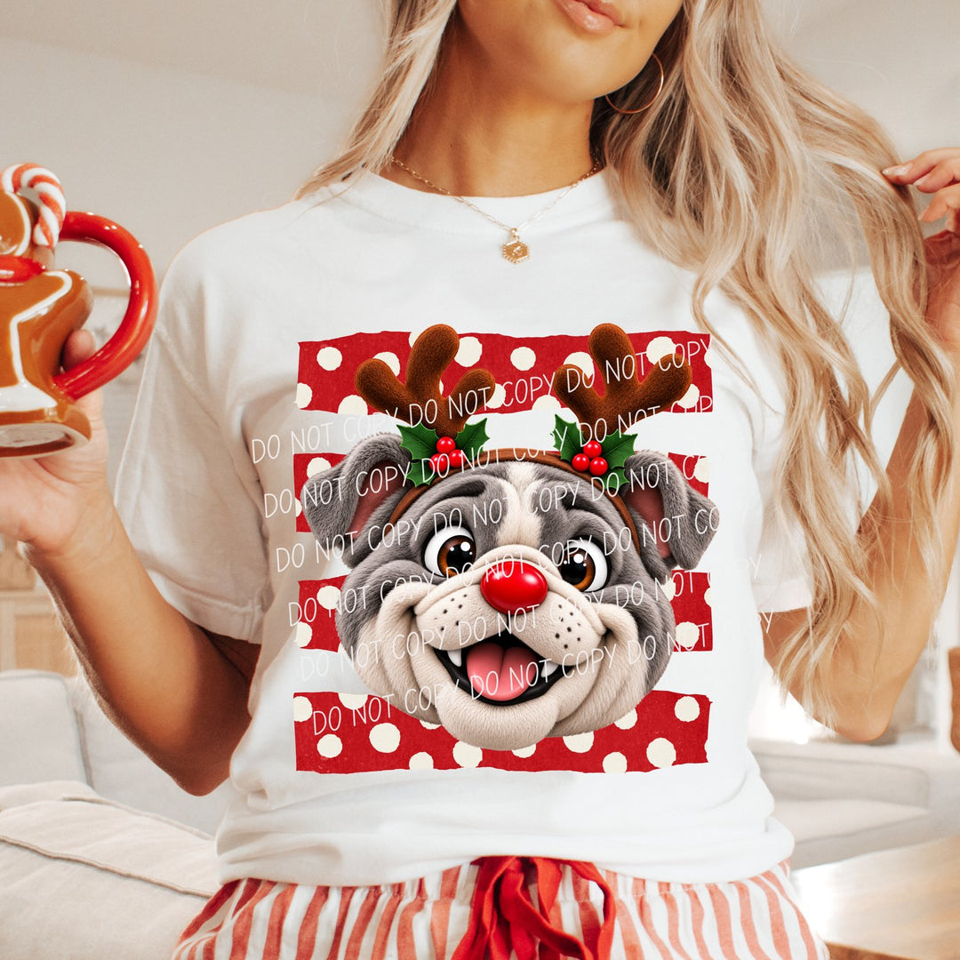 Bulldog Option 4 Reindeer Spirit Mascots DTF transfer