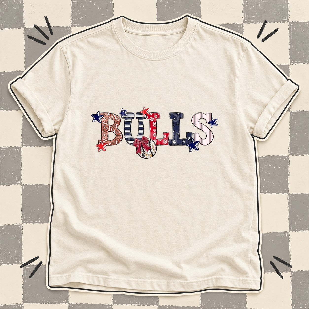 Mixed Doodle Baseball Mascots – Ballpark Classic Bulls design