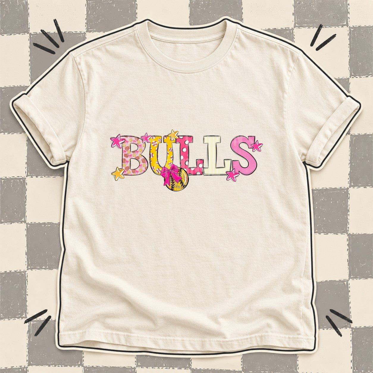 Mixed Doodle Softball Mascots – Sweet Softball Bulls design