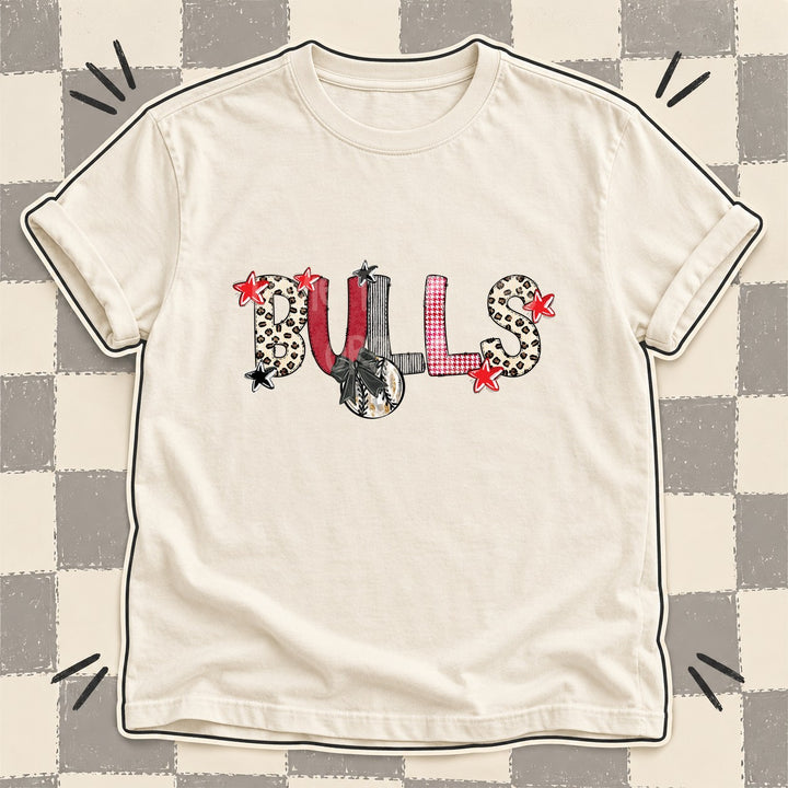 Bulls Mixed Doodle Baseball Mascots – Stitched Ballpark DTF transfer mockup
