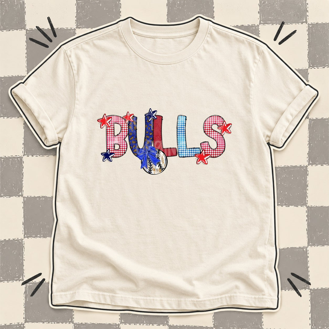 Bulls Mixed Doodle Baseball Mascots – Red and Royal DTF transfer mockup