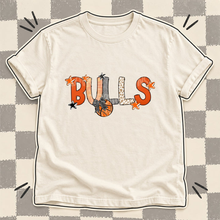 Bulls Mixed Doodle Basketball Mascots – Hoops Houndstooth DTF transfer mockup