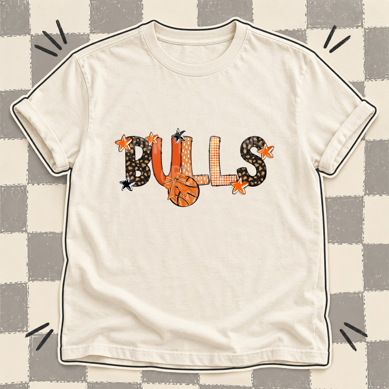 Mixed Doodle Basketball Mascots – Leopard Court Bulls design