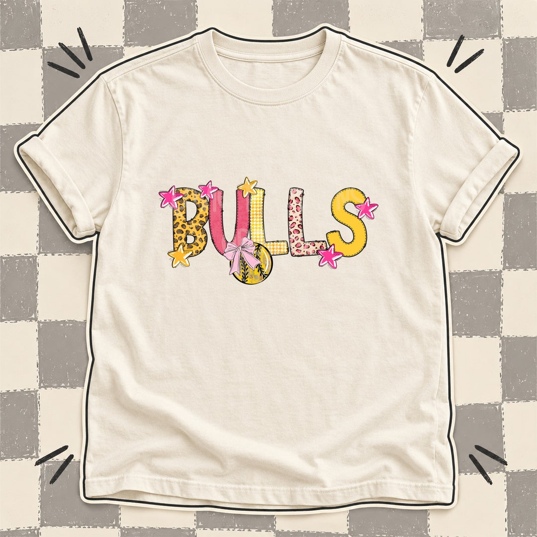 Bulls Mixed Doodle Softball Mascots – Sunshine Leopard DTF transfer mockup