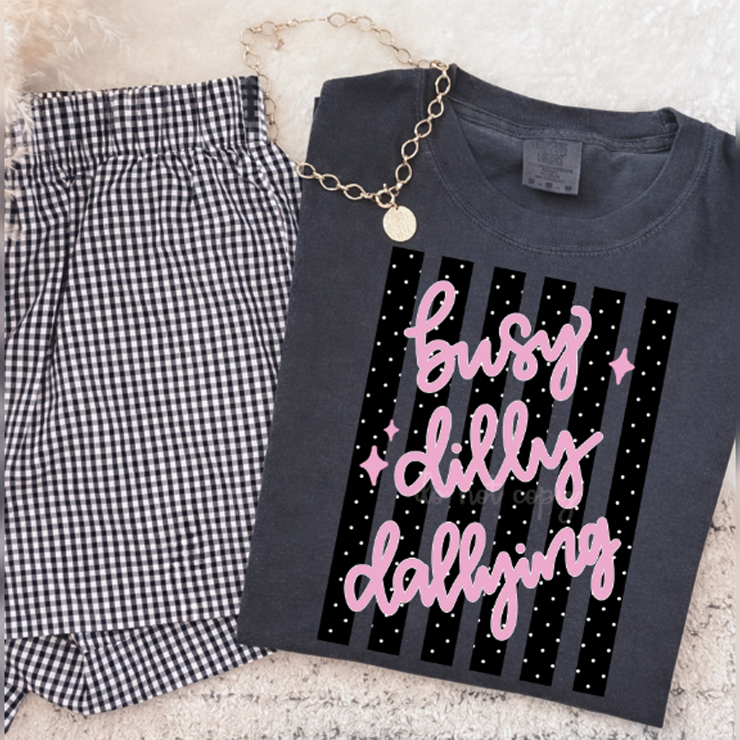 Busy Dilly-Dallying Black and Pink – DTF Transfer – product image
