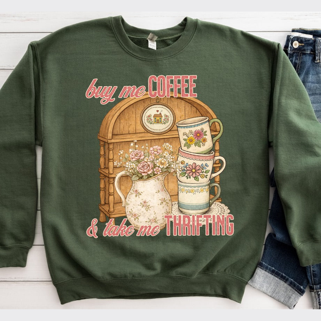 Buy Me Coffee and Take Me Thrifting – DTF Transfer – product image