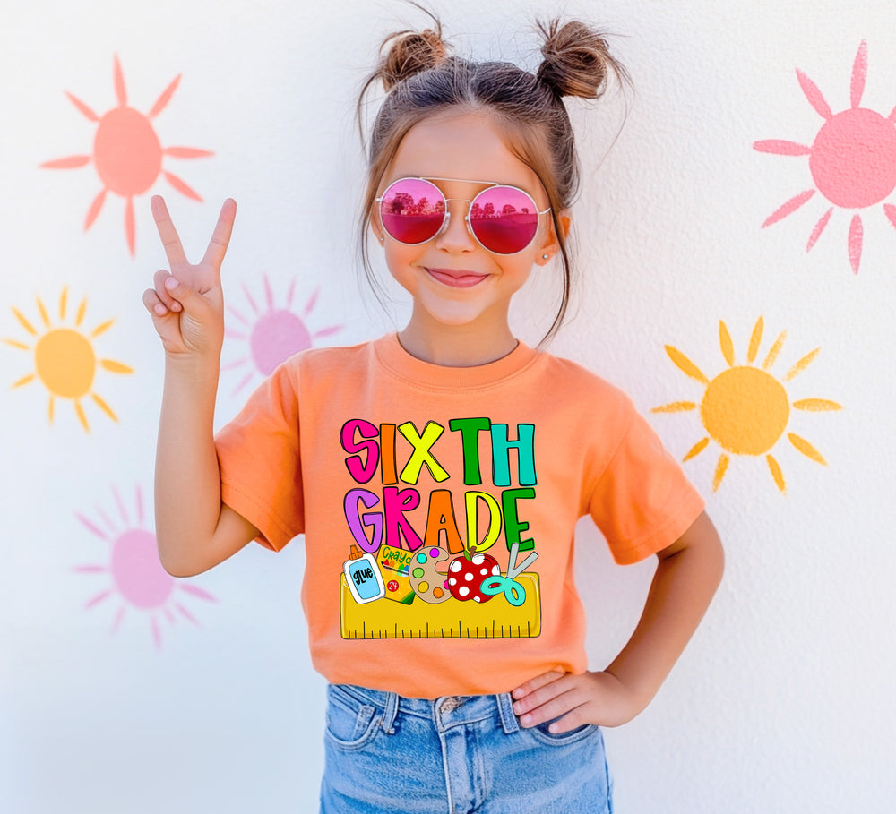 Back to School Name Plate Sixth Grade DTF transfer design – image 1