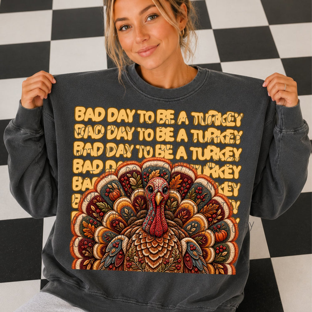 Bad Day to Be a Turkey Stacked Thanksgiving DTF transfer mockup 2