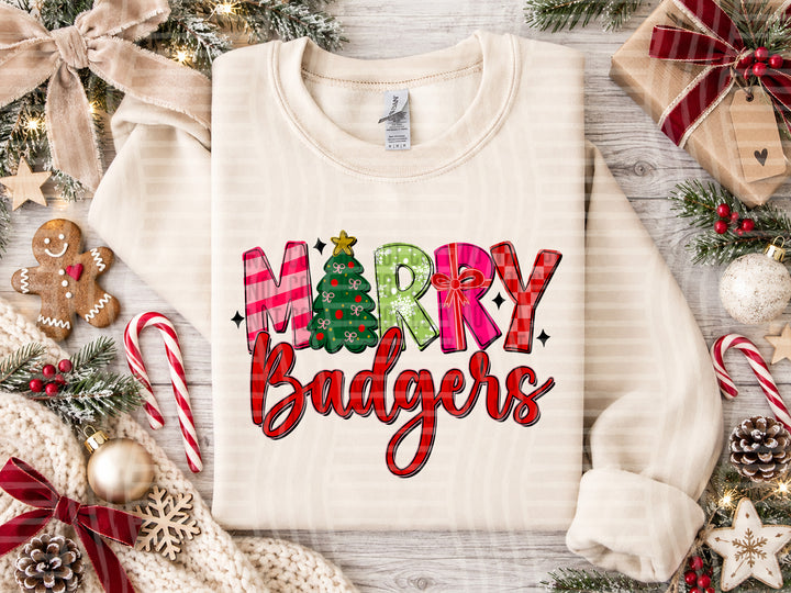 Badgers Merry mascot DTF transfer